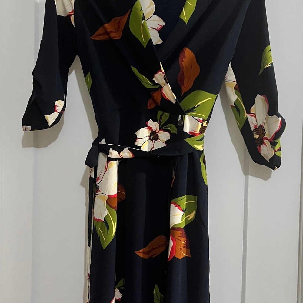 Monteau Navy Floral Long Sleeve Dress